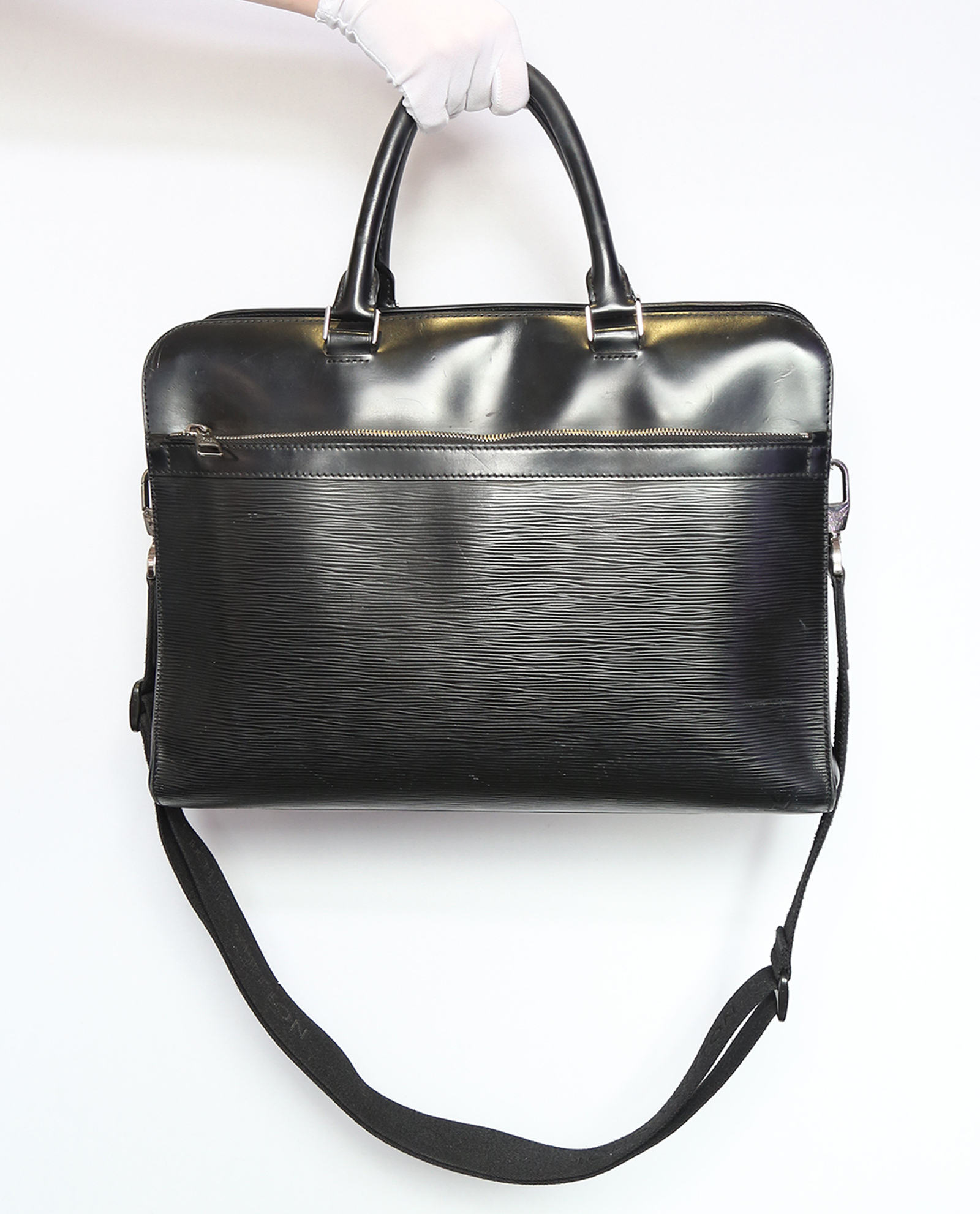 Louis Vuitton Basano GM Epi ブリーフケース Louis Vuitton Black Epi Leather Bassano MM Briefcase Bag